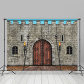 Lofaris Vintage Kingdom Knight Wood Door Castle Wall Backdrop